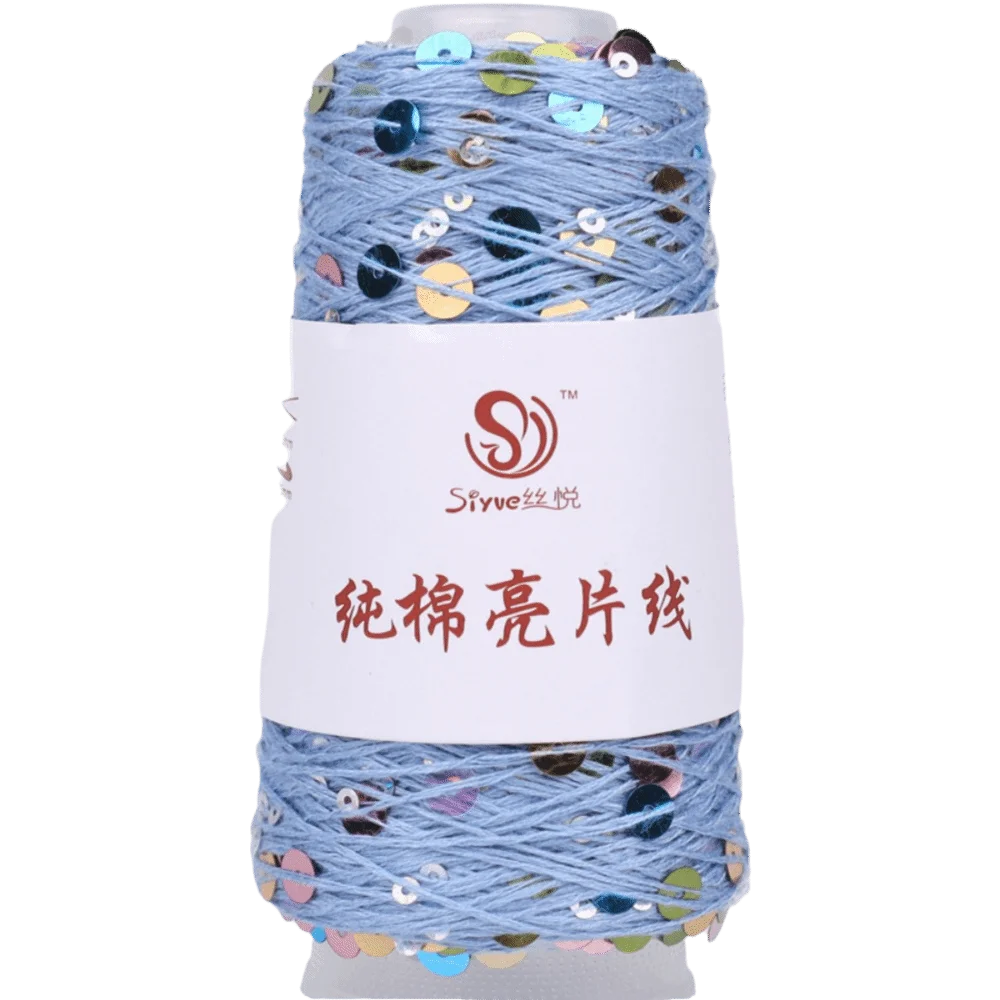 Sequin Bead Hand Knitting Yarn – Sparkle DIY Craft Thread Knitting Yarn Richie's Blue