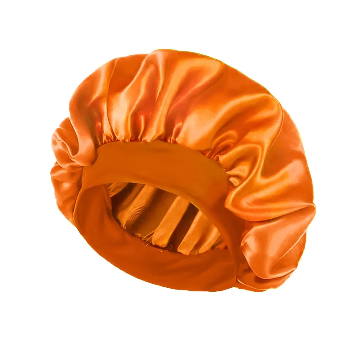 Satin Wide-Brim Sleeping Bonnet – Unisex Hair Care Night Cap Satin Sleep Bonnet Richie's Orange