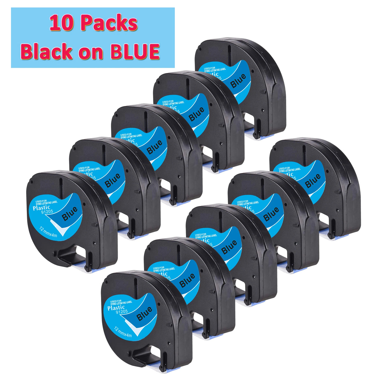 Dymo Letratag LT-100H Handheld Label Maker | 12mm Printer Label Maker Richie's 10pcs Black on Blue