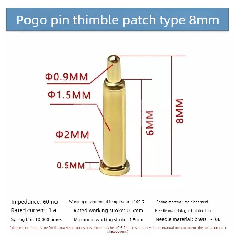 DIP SMD Double Spring PCB Pogo Pin Connectors 20/50/100 Pcs PCB Pogo Pin Connector Richie's
