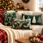Chenille Christmas Tree Pillow Cover – Embroidered Holiday Cushion Throw Pillow Cover Richie's