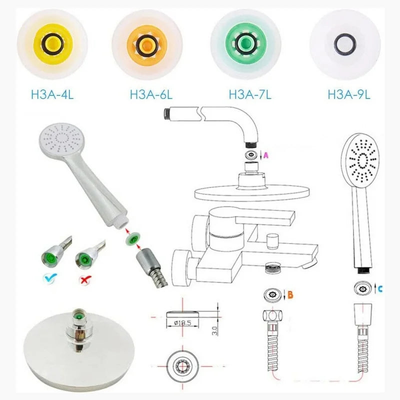 4-Pack Shower Flow Restrictor Set – Water Saving 4–9L/min Shower Flow Restrictor Richie's