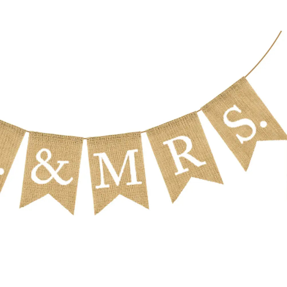Swallowtail Linen Wedding Banner | Rustic Burlap Party Décor Wedding Party Banner Richie's