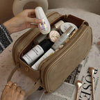 PU Leather Makeup Bag Large Capacity Double Zipper Travel Organizer Makeup Travel Bag Richie's