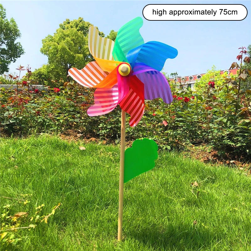 Colorful Wooden Windmill Wind Spinner Garden Ornament 14–32CM Garden Wind Spinner Richie's 32CM Striped