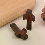 Black Walnut Wooden Pocket Prayer Cross – Handheld Faith Gift Wooden Prayer Cross Richie's