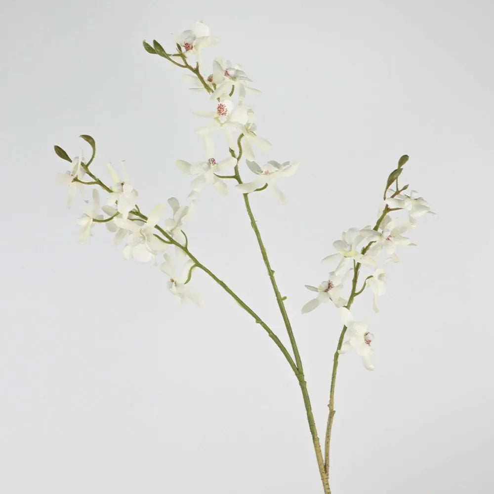 73cm Faux Butterfly Orchid Artificial Flower 3 Fork Stem Artificial Flower Stem Richie's White