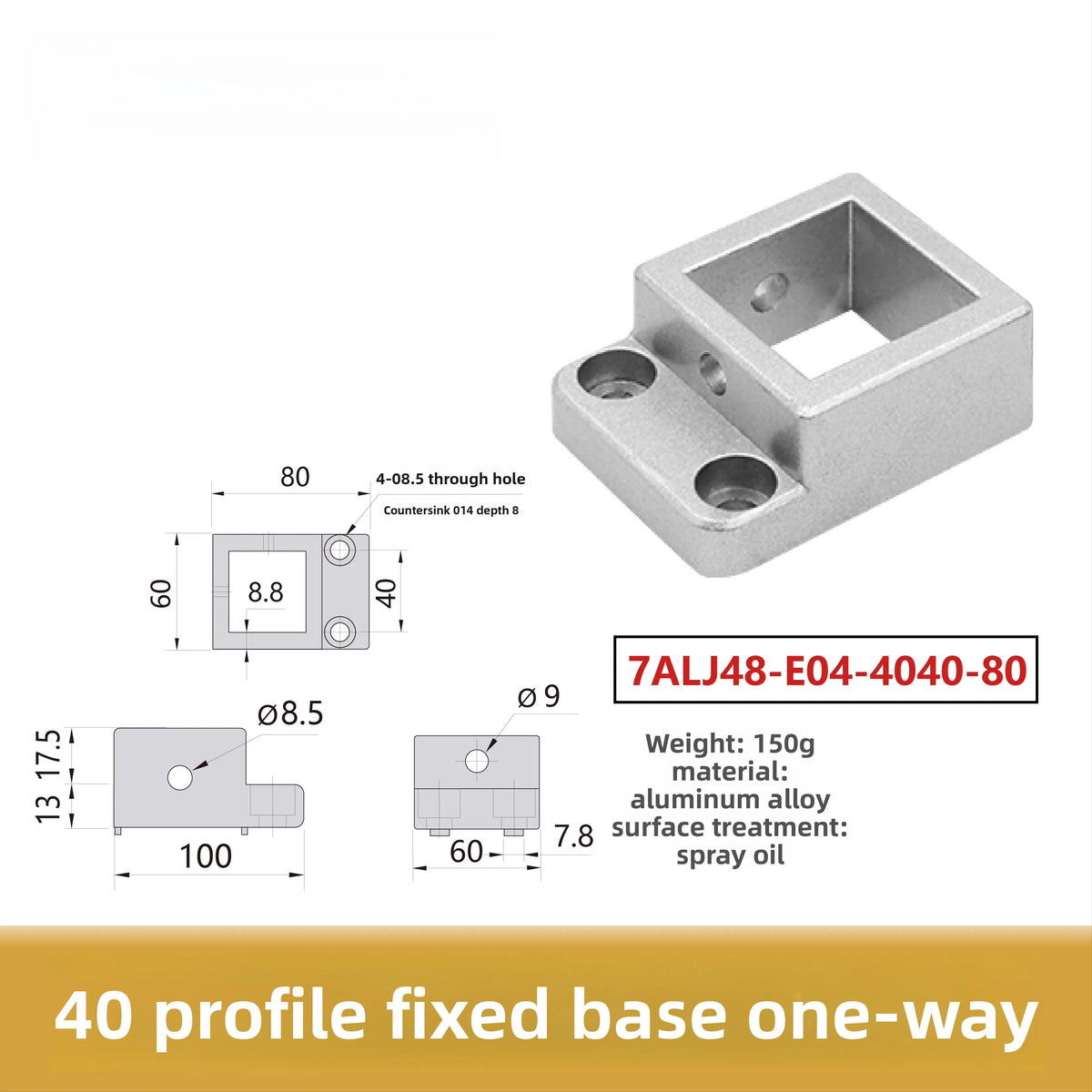3030/4040 Aluminum Profile Fixed Base Connector Support Block Profile Connector Block Richie's 4040-unidirectional