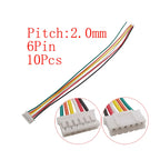 10Pcs JST PH 2.0mm Connector 2–6 Pin Male Female 26AWG Cables Wire Connector Set Richie's 10Pcs 6Pin-J