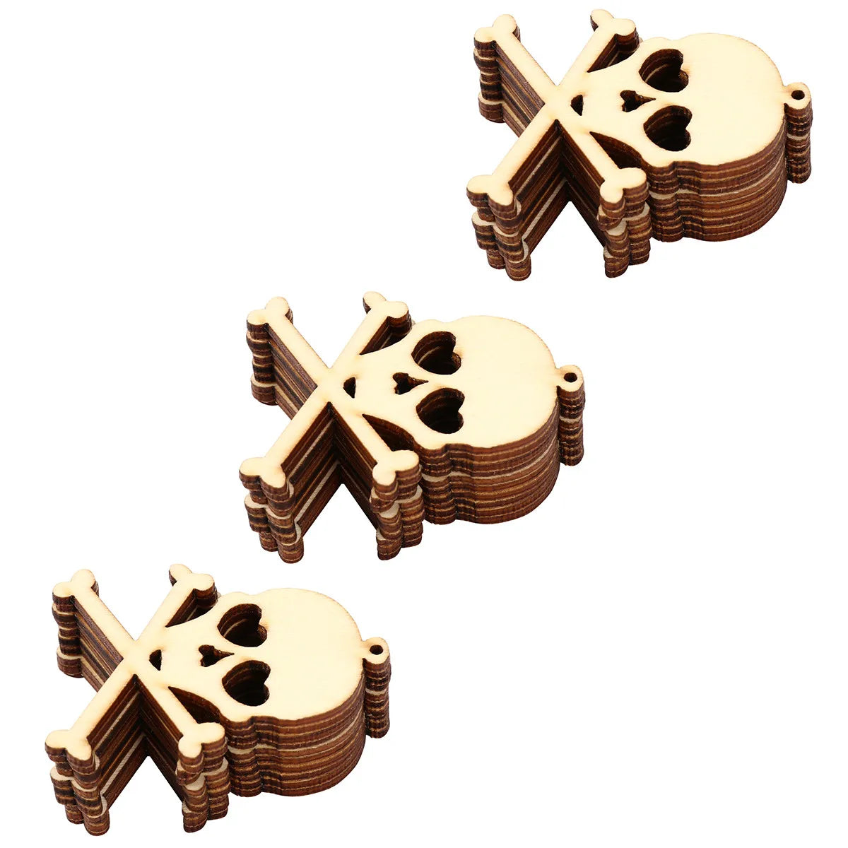 30 Pcs Wooden Skull Ornaments Halloween DIY Craft Pendants Halloween Craft Ornaments Richie's