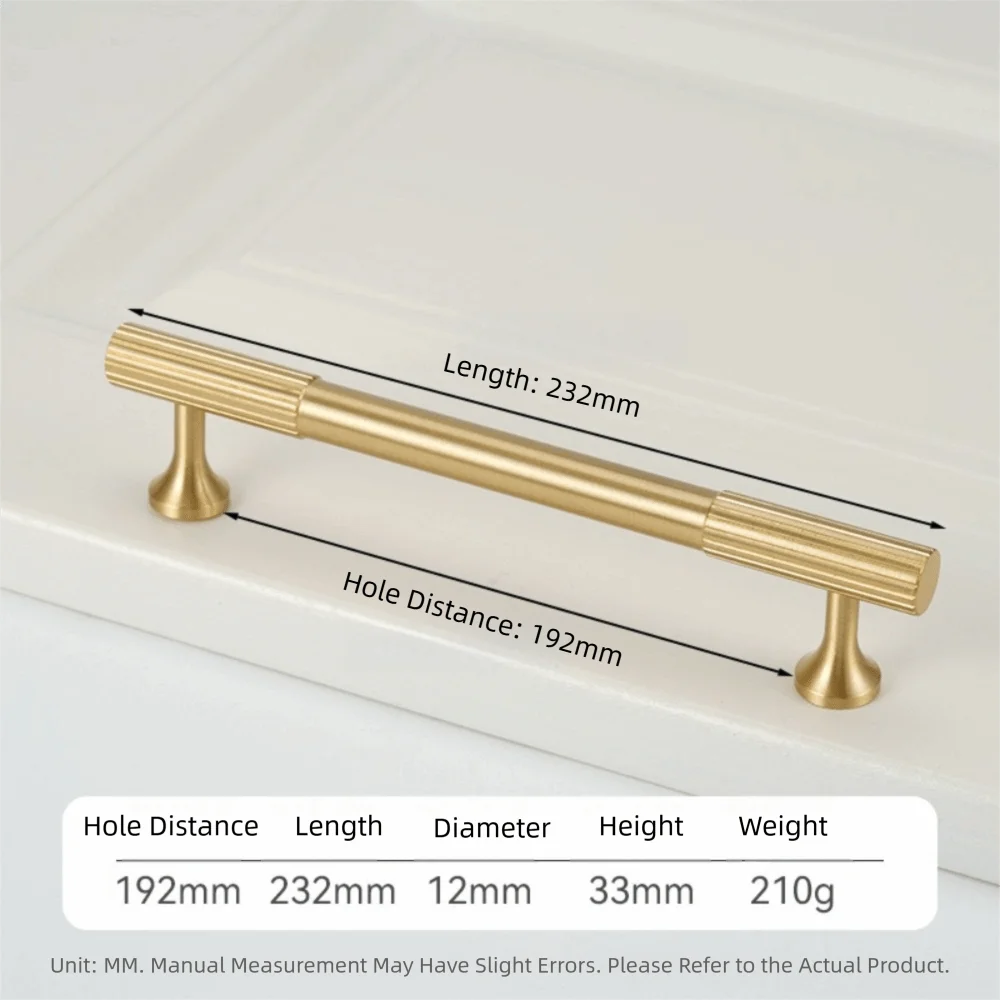 Solid Brass Cabinet Handles Vertical Fluting Drawer Pulls Cabinet Drawer Pulls Richie's Gold 192mm