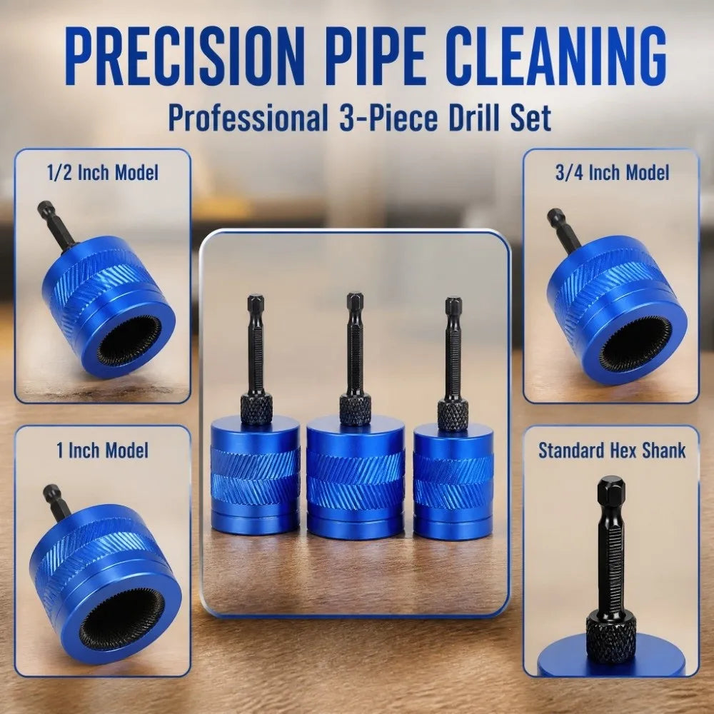 Spiral Pipe Cleaning Brush Set – 1/2, 3/4 & 1 Inch Drill Bit Pipe Cleaning Brush Richie's