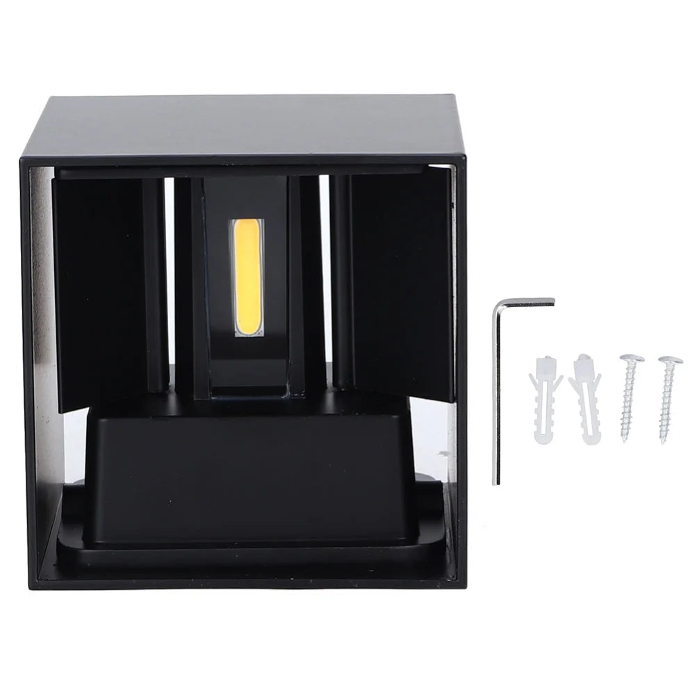 Modern Aluminum LED Wall Sconce IP65 Square Light 6W/12W LED Wall Sconce Richie's Black-6W