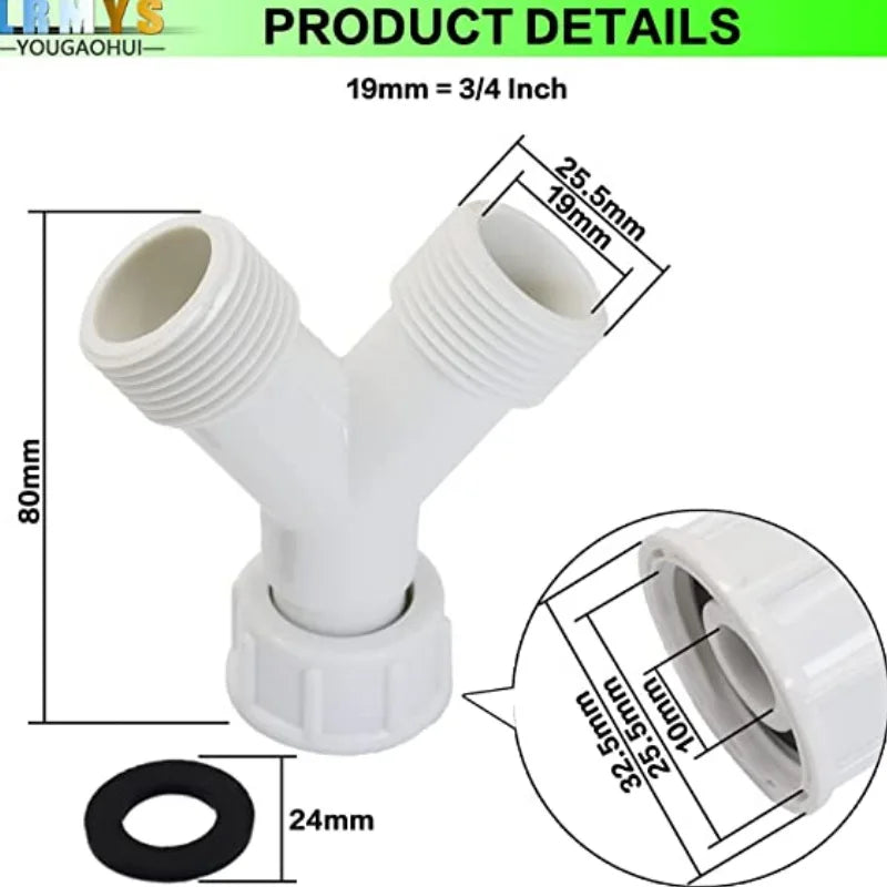 Y Tee Water Splitter Connector with Washer – Washer & Dishwasher Water Hose Connector Richie's