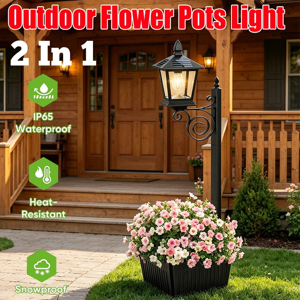 2-in-1 Solar Lamp Post with Planter | IP54 Outdoor Light Solar Garden Lamp Richie's