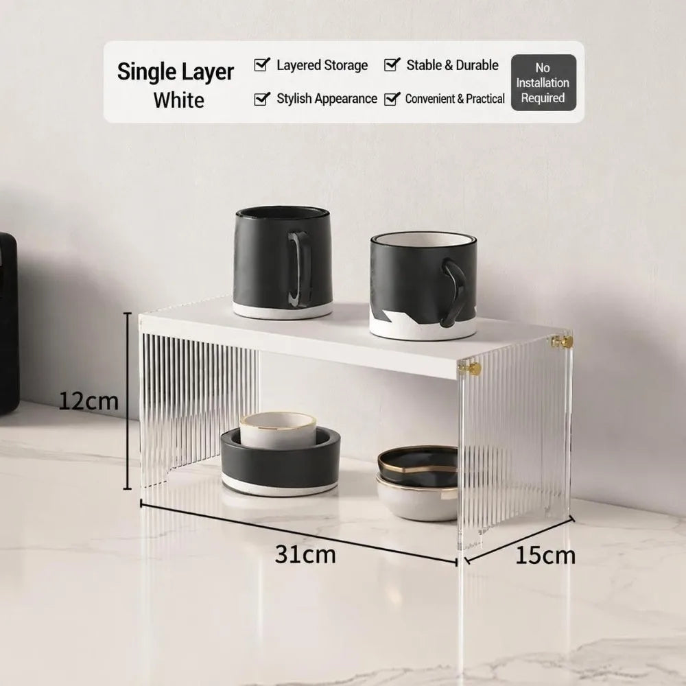 Acrylic Cup Storage Rack – Dust-Proof Tabletop Display Shelf Cup Storage Rack Richie's Type B-1 Layers