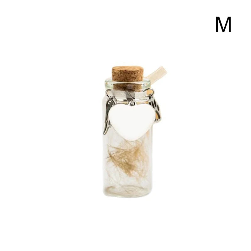 Pet Memorial Bottle – Fur Keepsake Jar with Silver Charms Pet Memorial Keepsake Richie's M