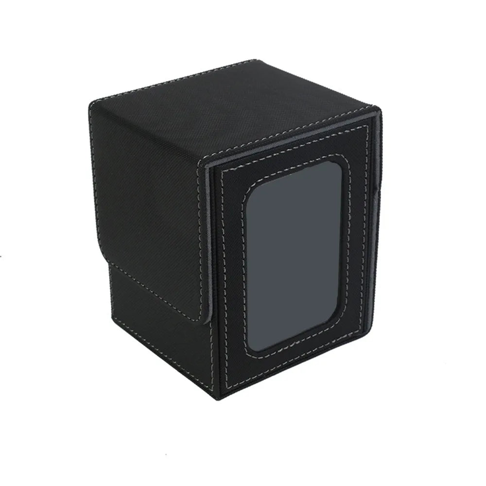 PU Leather Card Deck Box with Window – MTG Card Organizer Card Deck Box Richie's Black