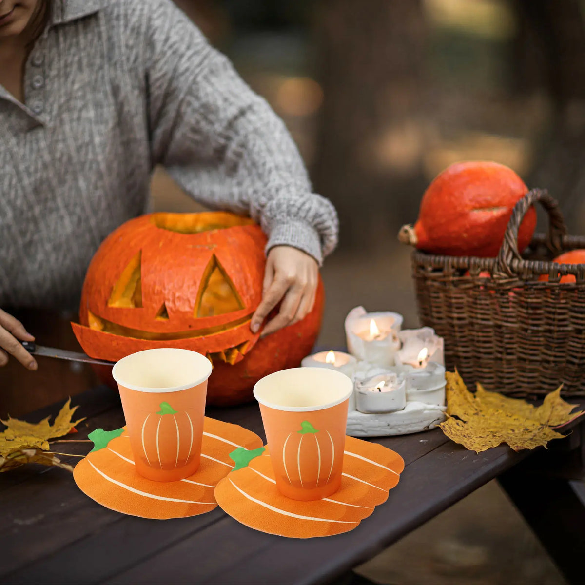 Halloween Pumpkin Paper Plates Cups Napkins Party Set Disposable Party Tableware Richie's other