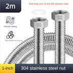 DN25 1" 304 Stainless Steel Bellows High-Pressure Flexible Hose Flexible Plumbing Hose Richie's (2M)