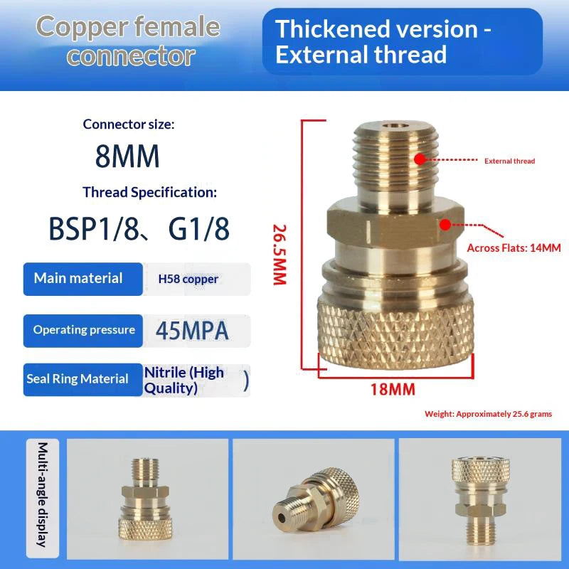HPA Quick Release Adapter G1/8 BSP 8mm Male Nipple Air Socket Quick Release Adapter Richie's A9