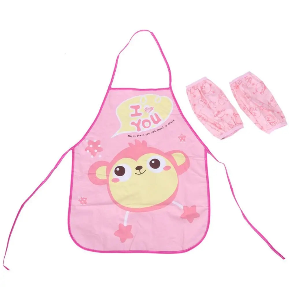 Waterproof Cartoon Apron – Unisex Kitchen & Painting Smock Kitchen Apron Richie's Pink-Apron Set
