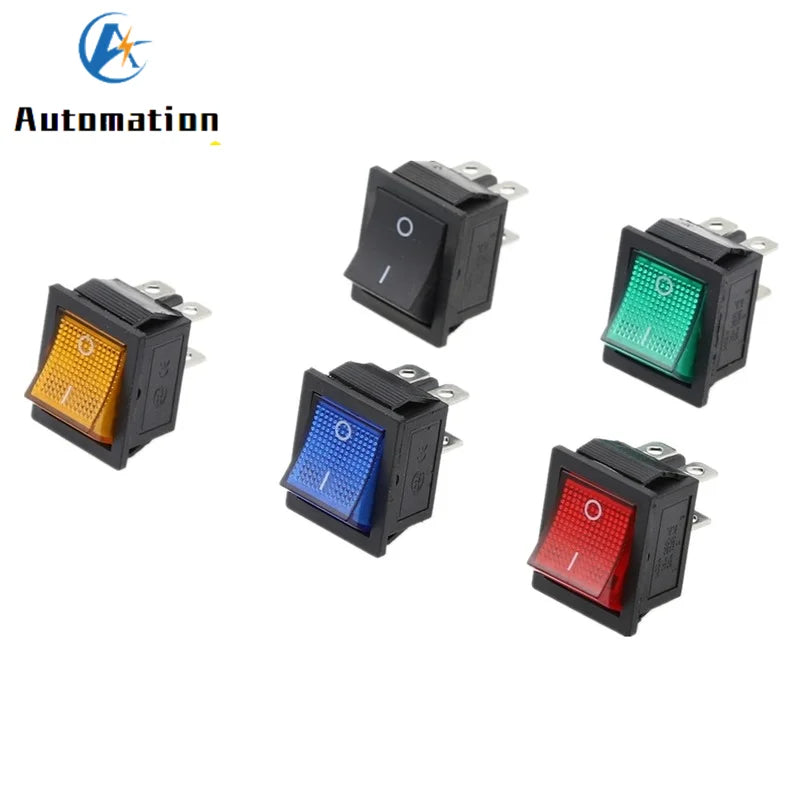 KCD4 Latching Rocker Switch 4/6 Pin with Light 16A 250V Rocker Switch Richie's