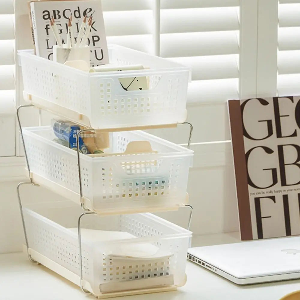 Stackable Storage Basket with Drawer – Desktop Organizer Stackable Storage Organizer Richie's