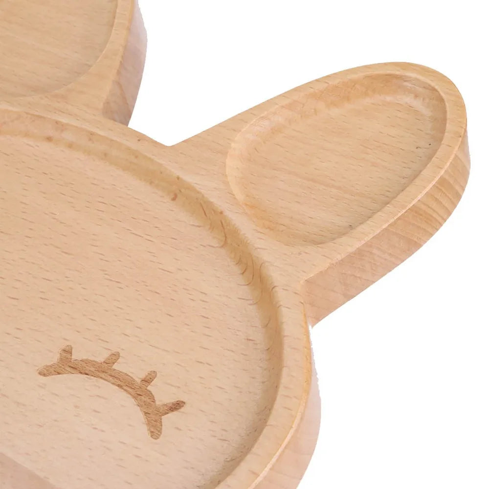 Wooden Bunny Kids Divided Serving Tray – Anti-Spill Cartoon Kids Wooden Tray Richie's