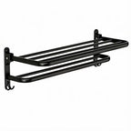 Foldable Aluminum Towel Rack Wall Mount Matte Black Rustproof Wall Towel Rack Richie's Black 40cm