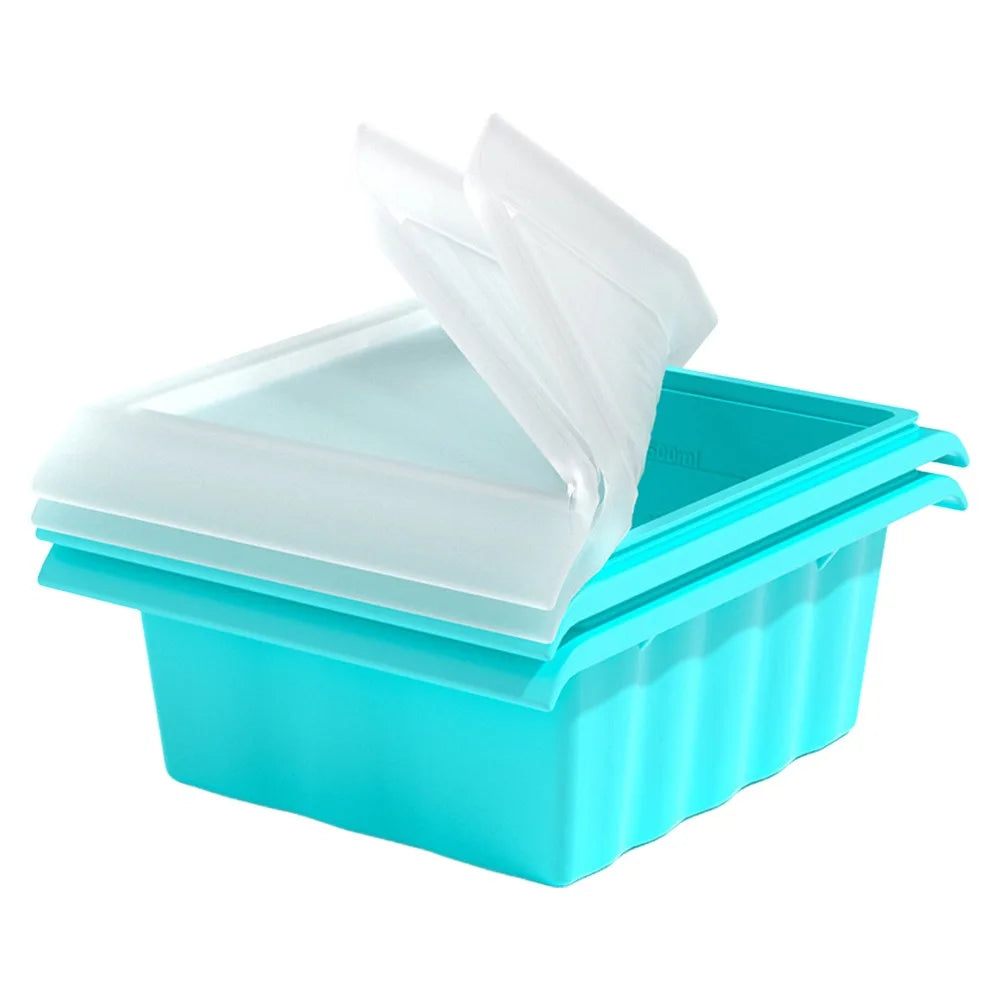 Extra Large Silicone Ice Cube Mold with Lid – BPA-Free Freezer Tray Silicone Freezer Mold Richie's Light Blue-1 Grid