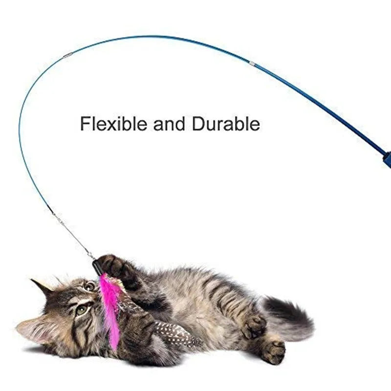 Retractable Cat Feather Wand Teaser Toy for Kittens Cat Feather Wand Richie's