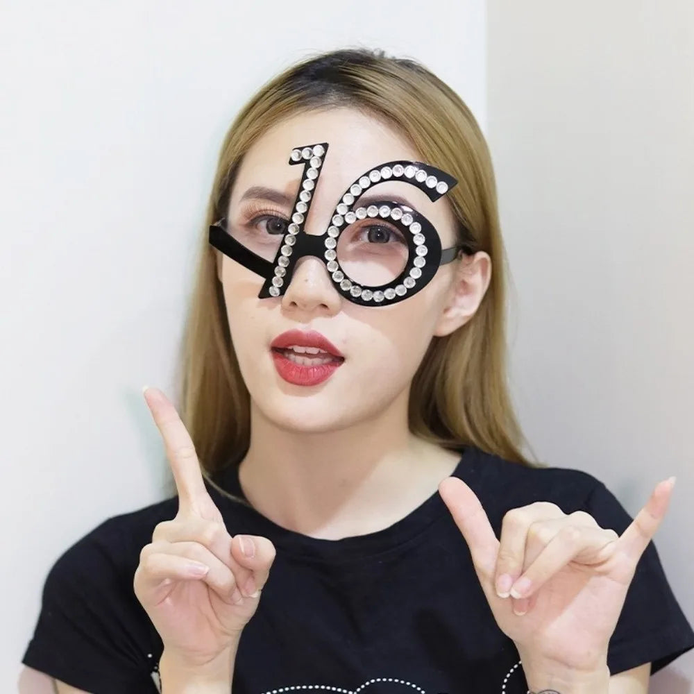 Rhinestone Birthday Number Party Glasses 16 18 30 40 50 60 Party Novelty Glasses Richie's Number 16