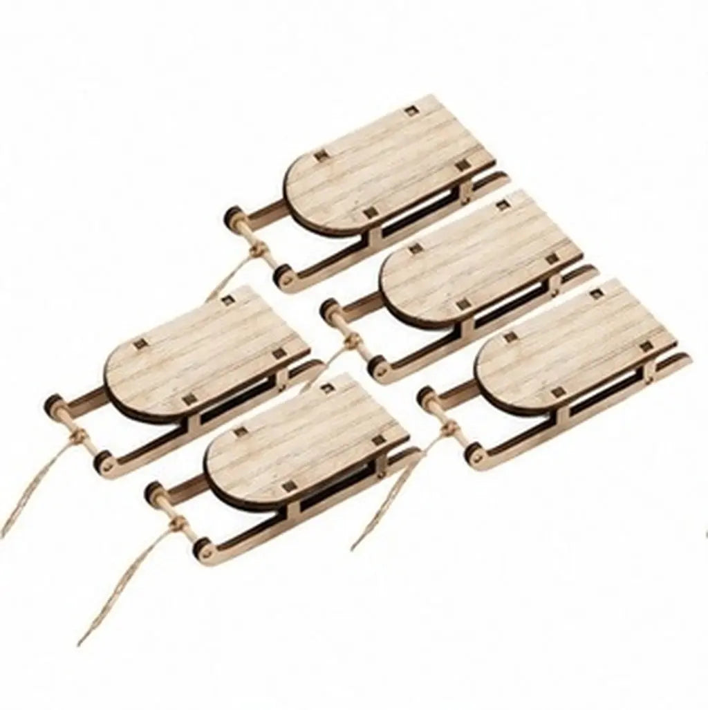5-Pack Wooden Mini Sleigh Ornaments | Christmas Tabletop Decor Christmas Sleigh Ornament Richie's