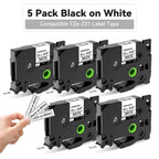 5-Pack TZe-231 Laminated Label Tape – Brother P-Touch Compatible Label Printer Tape Richie's 5PK Black on White 6mm