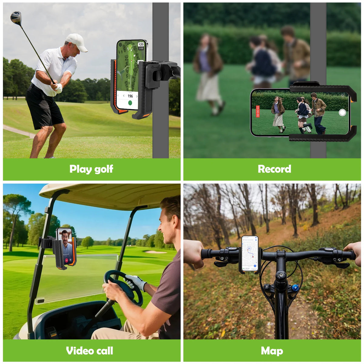 Golf Cart Phone Holder – Tool-Free Anti-Shake Universal Mount Phone Handlebar Mount Richie's