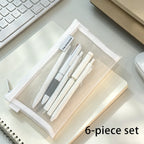 Minimalist Clear Mesh Pencil Bag Set – 5 Pens & Nylon Pouch Pencil Bag Set Richie's Default Title