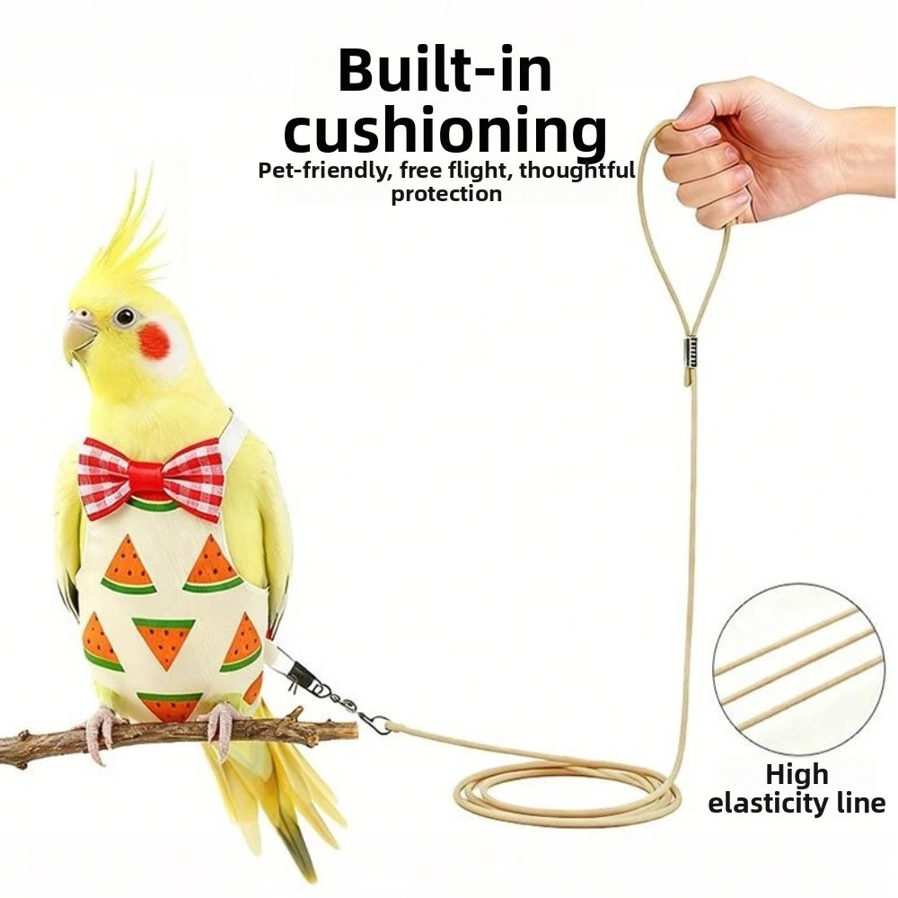 Fruit Print Parrot Harness Diaper & 2m Leash – S/M/L Bird Harness Leash Richie's