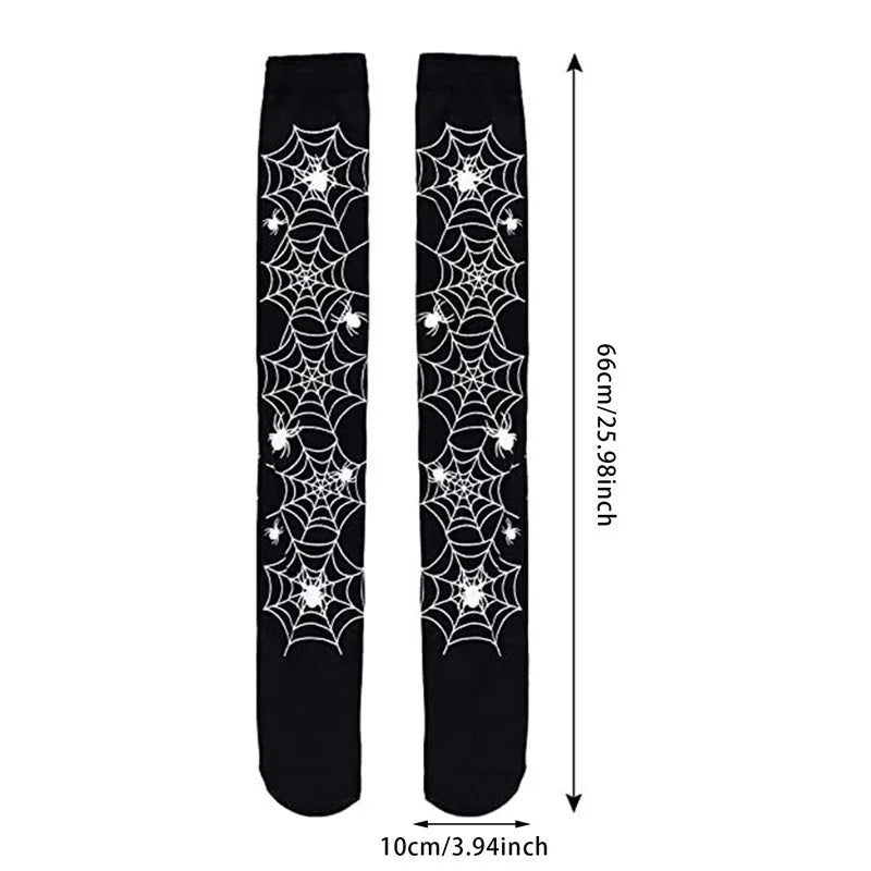 Halloween Spider Web Blood Print Over-Knee Cosplay Stockings Halloween Costume Stockings Richie's