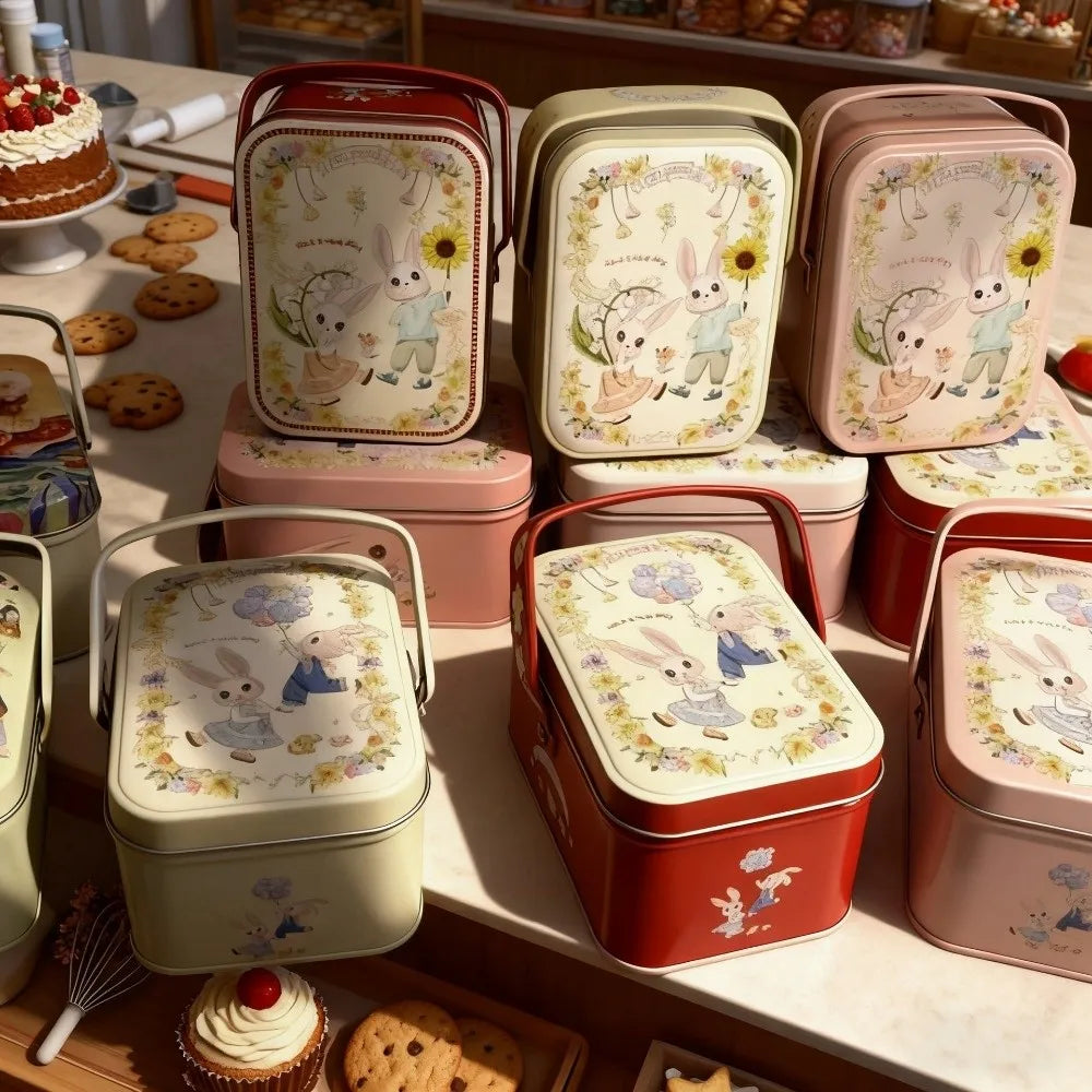 Rabbit Tinplate Candy Gift Box with Handle – Party Favor Tin Tin Storage Box Richie's