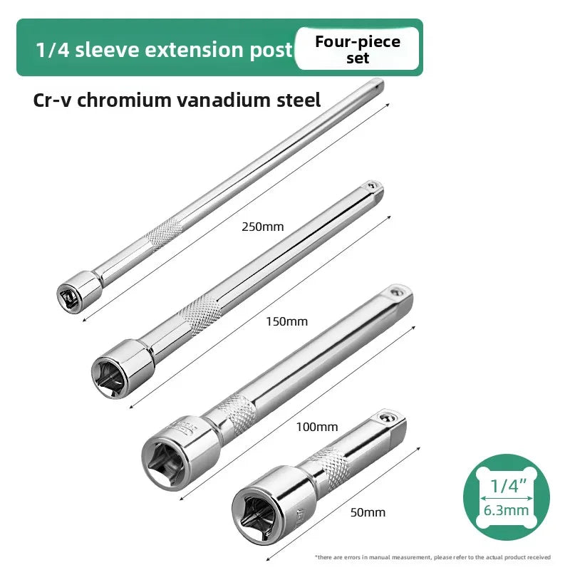 1/4" Drive Socket Extension Rod Set – 50 to 250mm Alloy Steel Socket Extension Rod Richie's 2 4 6 10inchFour-pie