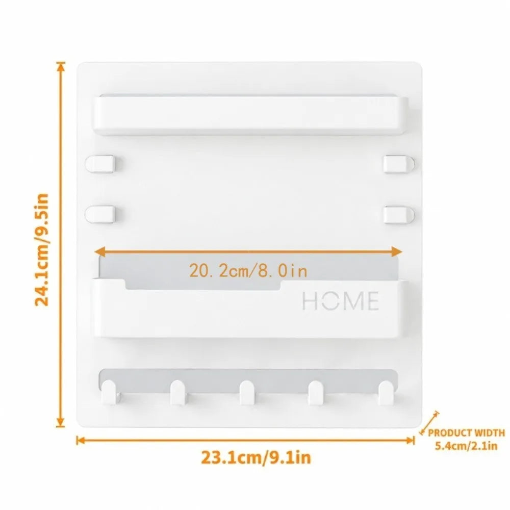 Adhesive Wall Shelf with Hooks & Cable Clips – No-Drill Wall Mount Shelf Richie's