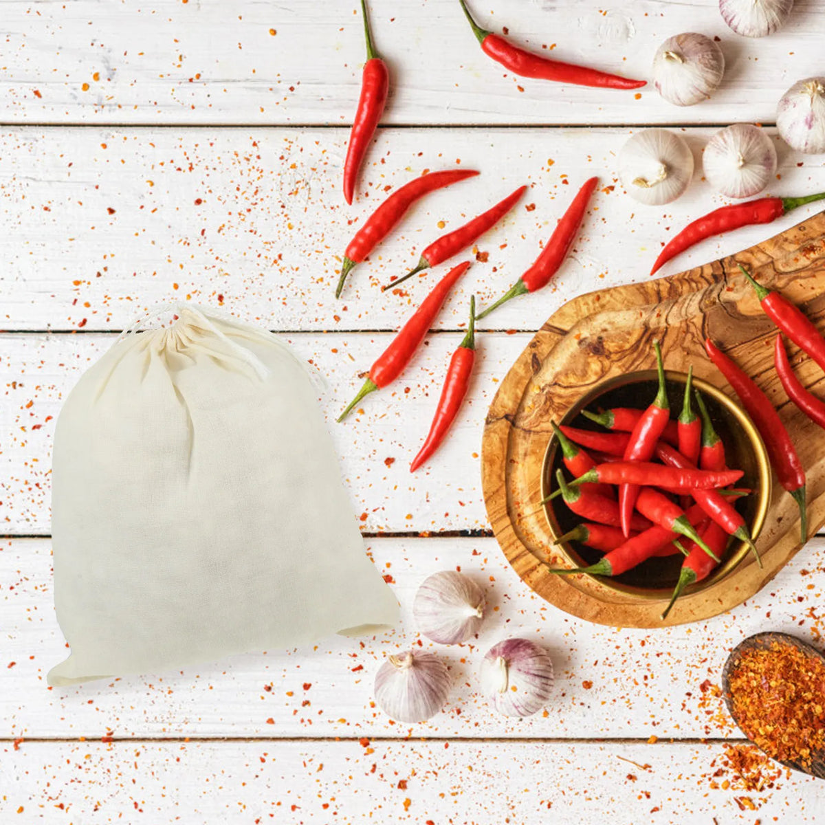 7-Pack Reusable Cotton Drawstring Soup & Spice Filter Bags Kitchen Strainer Bags Richie's