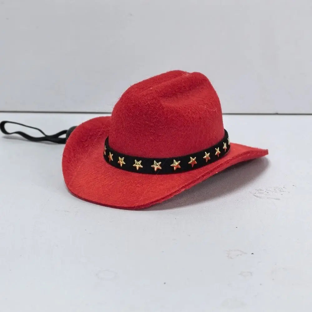 Adjustable Pet Cowboy Hat for Cats & Small Dogs | Summer Pet Costume Hat Richie's red-star