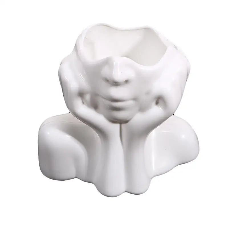 Face-Shaped Makeup Brush Holder | Minimalist Desk Organizer Makeup Brush Holder Richie's white