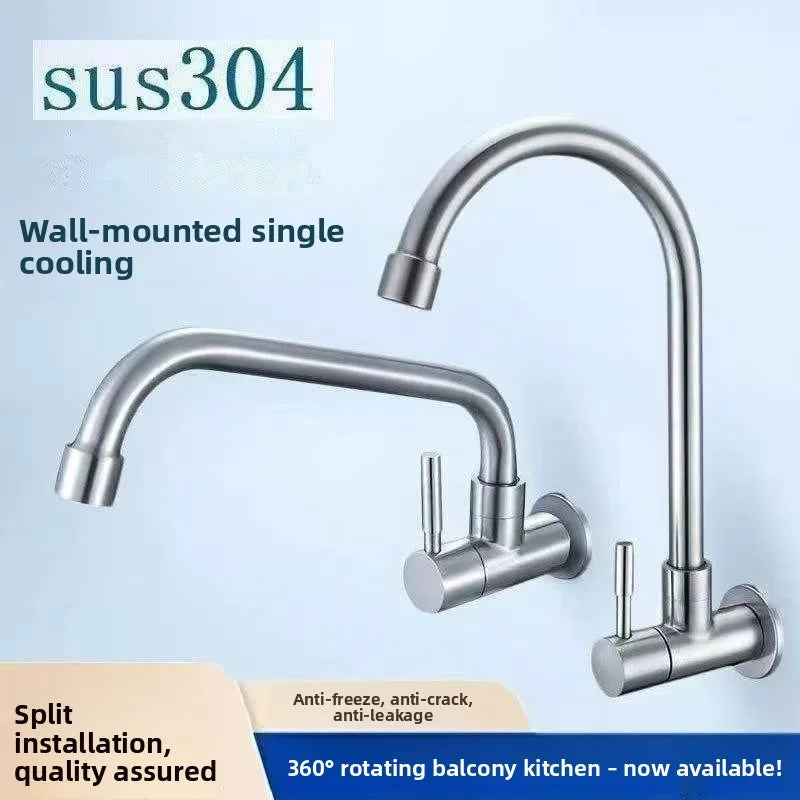 Wall Mount Single Cold Kitchen Faucet – Stainless Steel Sink Tap Kitchen Wall Faucet Richie's