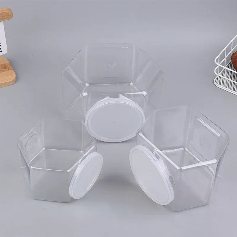 Hexagonal Candy Cookie Jar Airtight PET Storage Container Food Storage Jar Richie's
