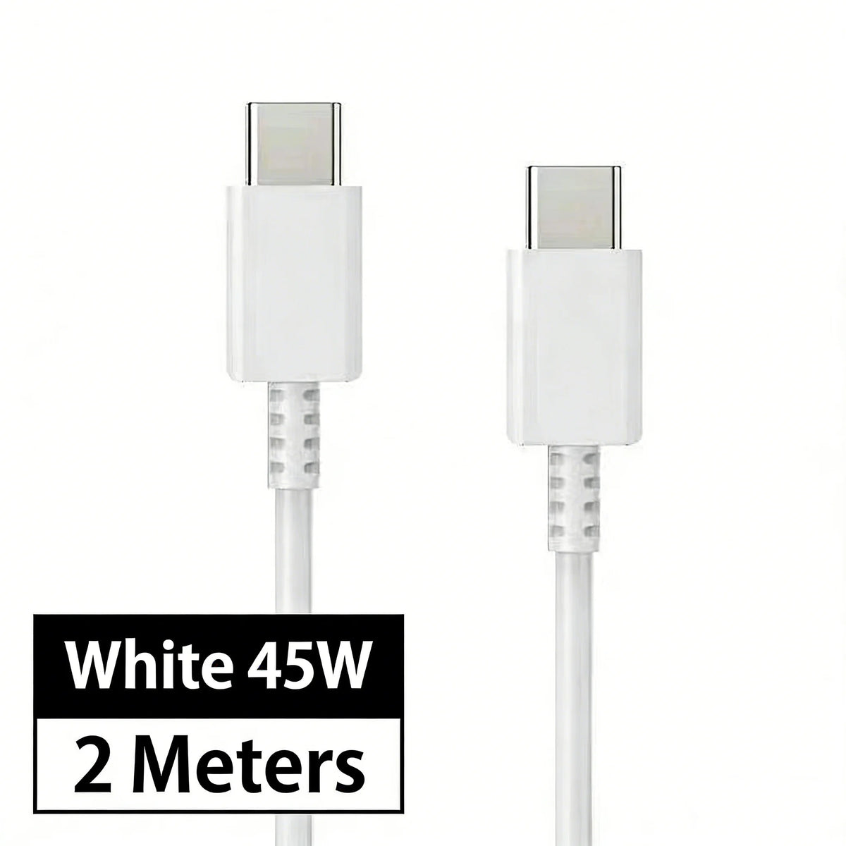 FUCHU 5A 45W USB-C to USB-C Fast Charging Cable | PD Cord USB-C Charging Cable Richie's White 2m