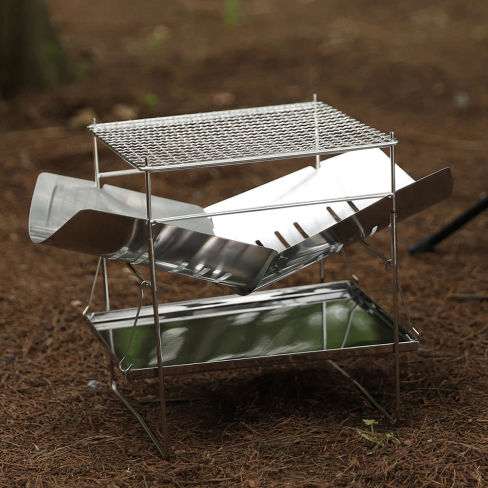 Portable Folding Camping BBQ Grill & Fire Pit – Stainless Steel Camping BBQ Grill Richie's