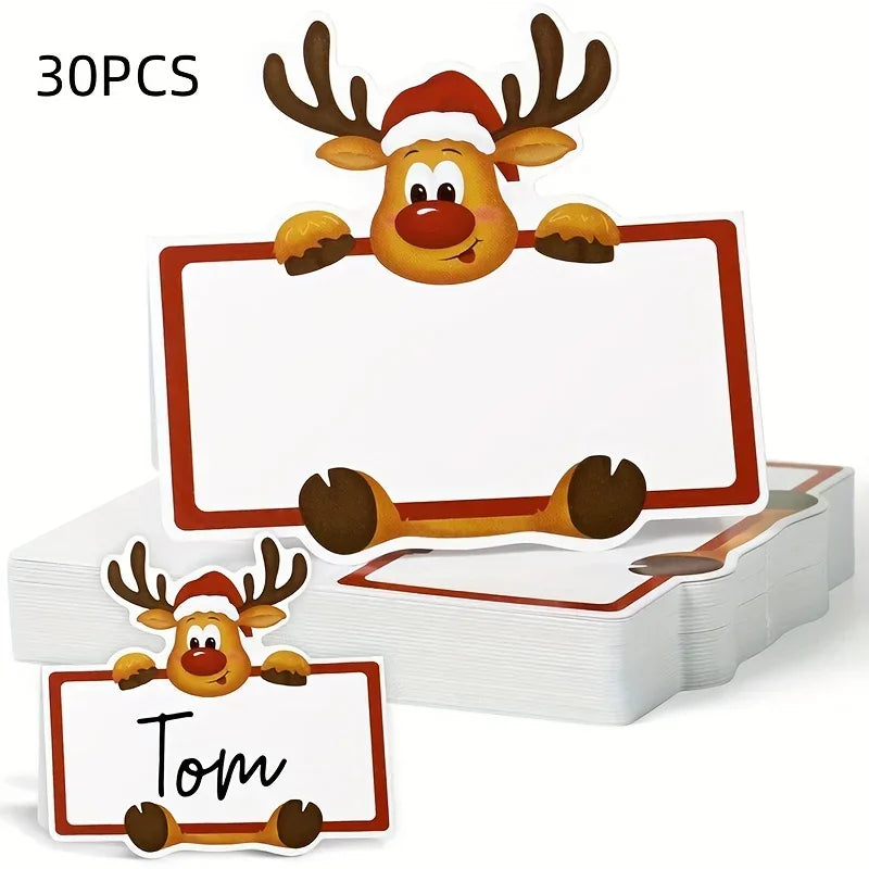30 Pcs Christmas Reindeer Foldable Place Card Holders Christmas Place Cards Richie's Deer 30 Pcs